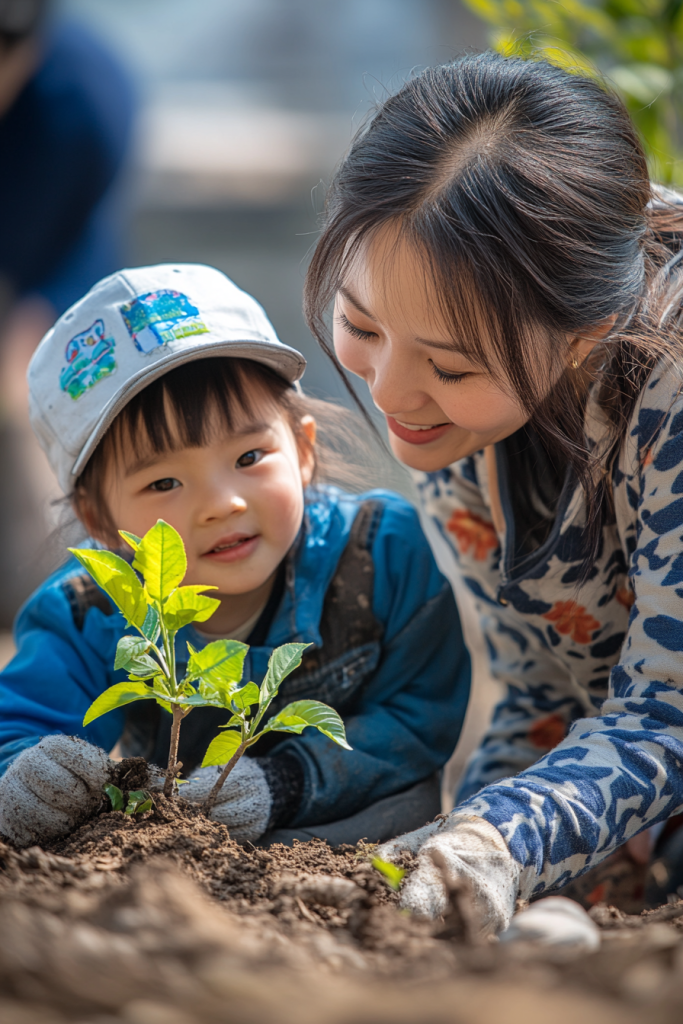 学生植树人物摄影图