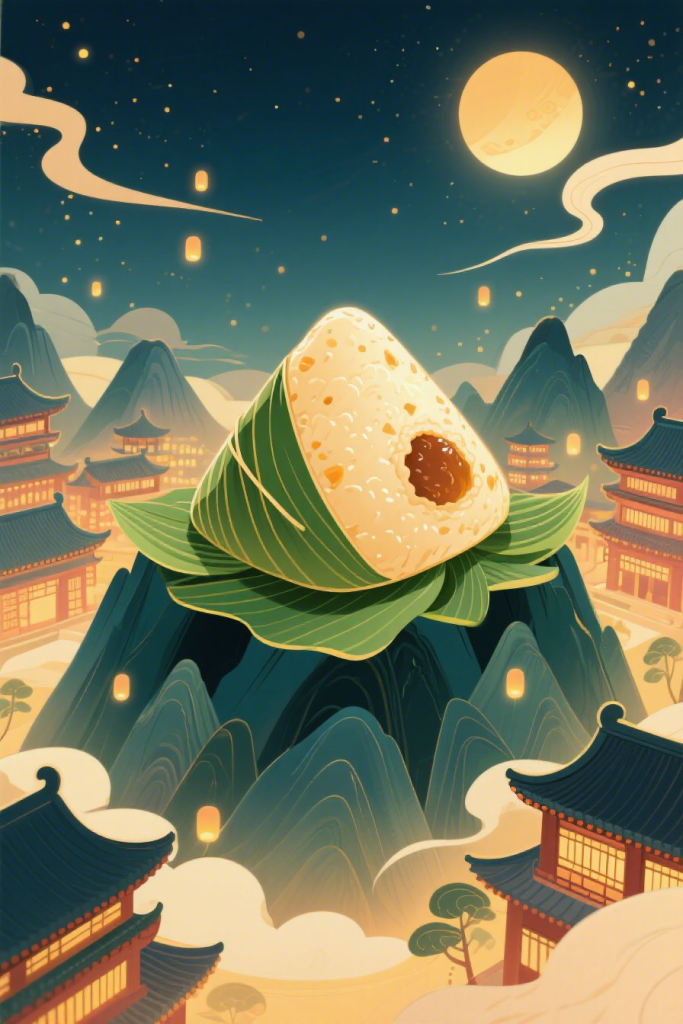 端午节中式建筑粽子小场景