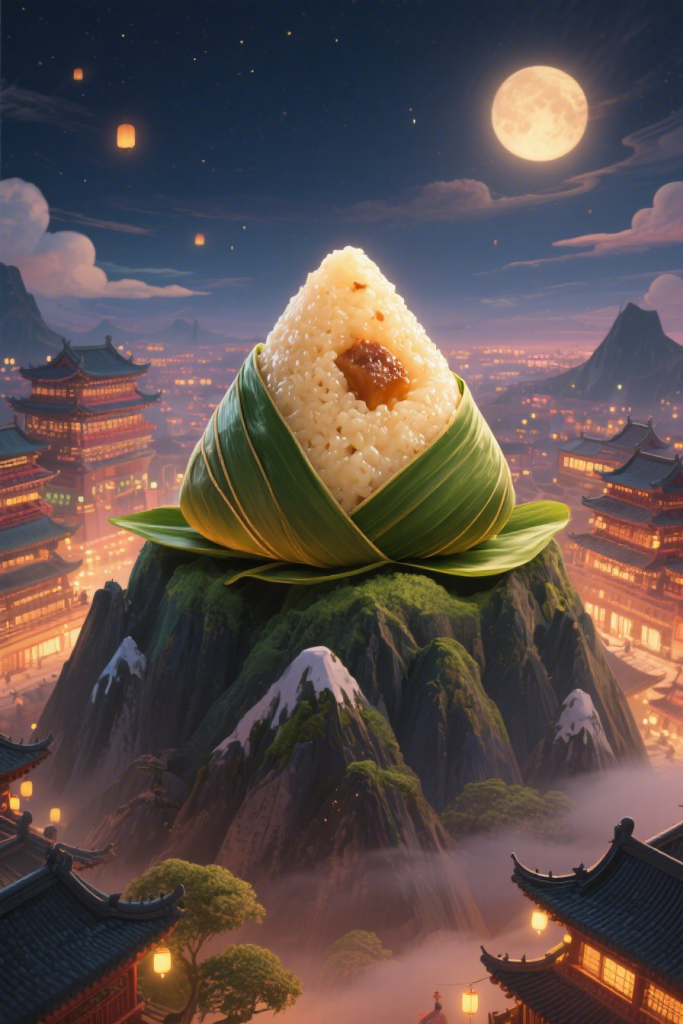 中式建筑端午节端午粽子传统美食创意背景