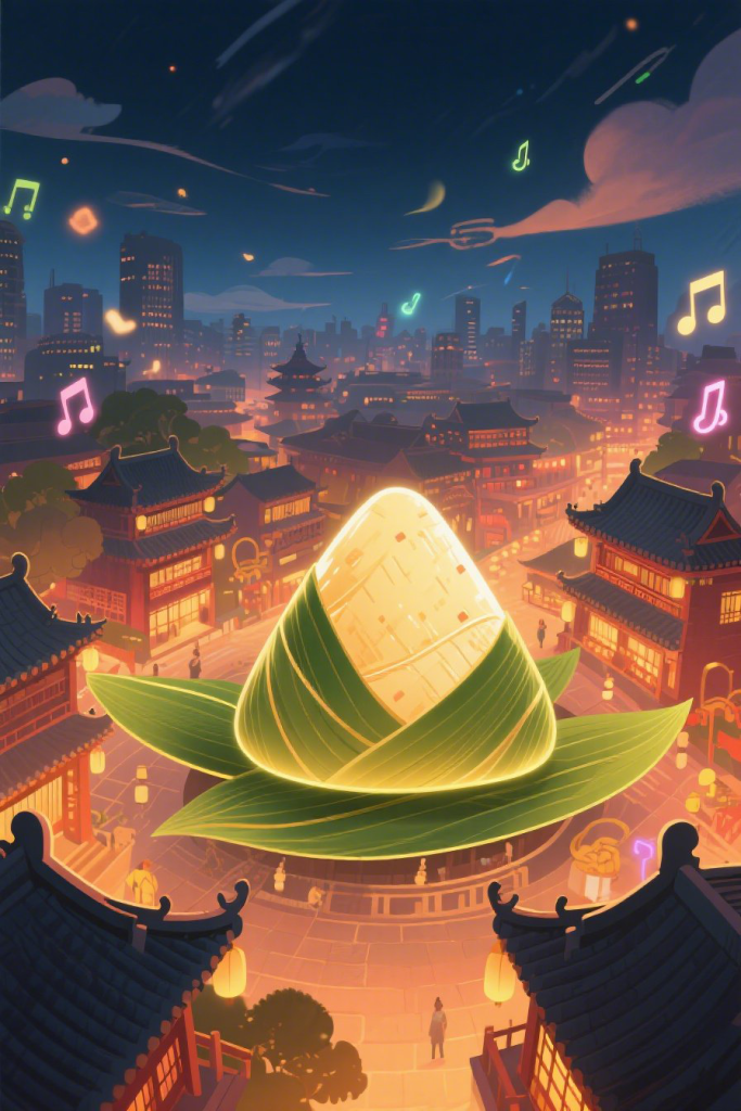 粽子创意场景中式建筑背景