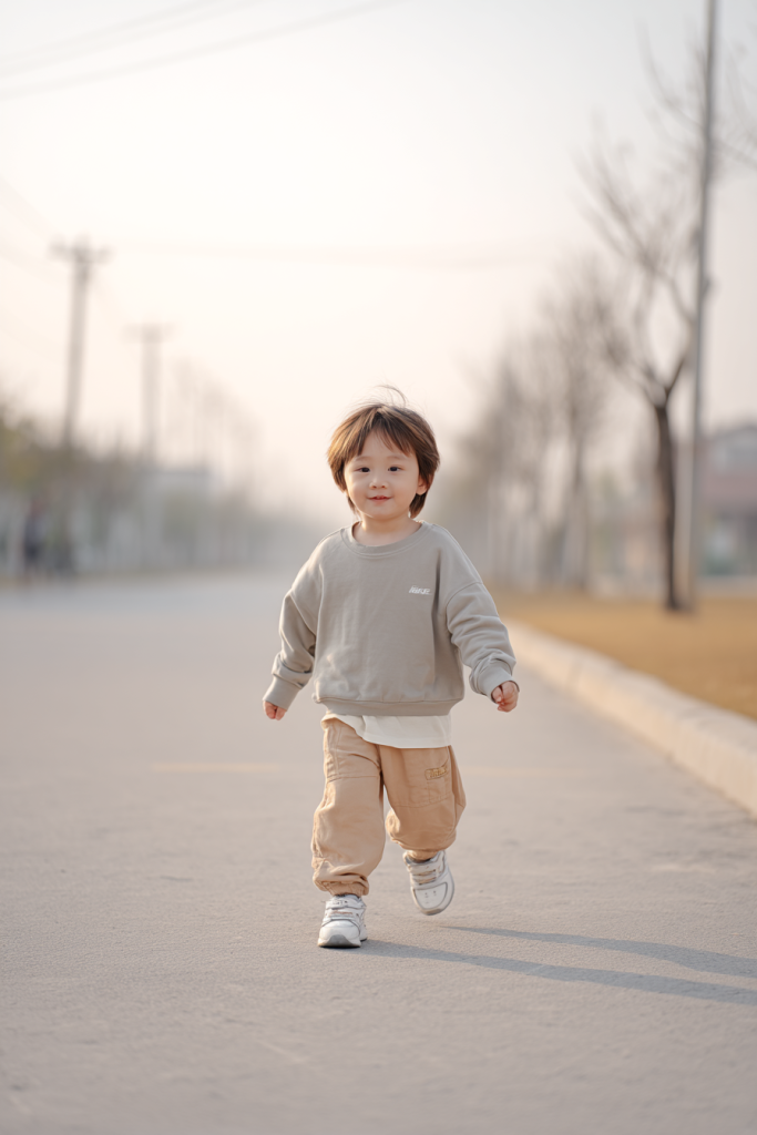 儿童节户外奔跑的小孩