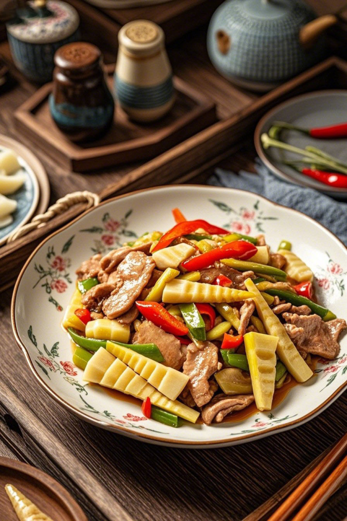 炒春笋菜品摄影图