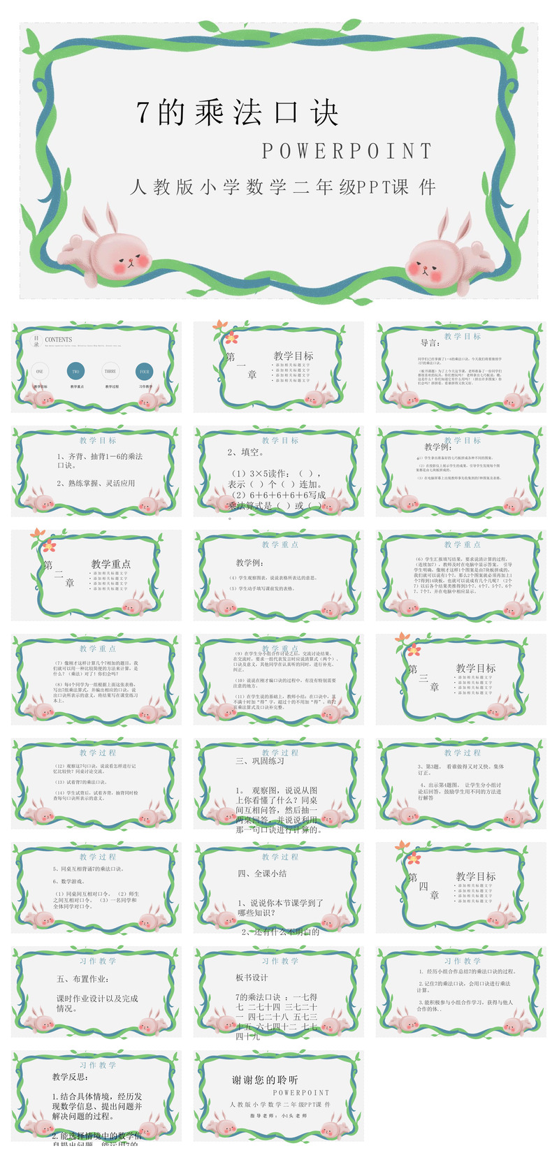 乘法口诀数学教案教学演讲课件PPT