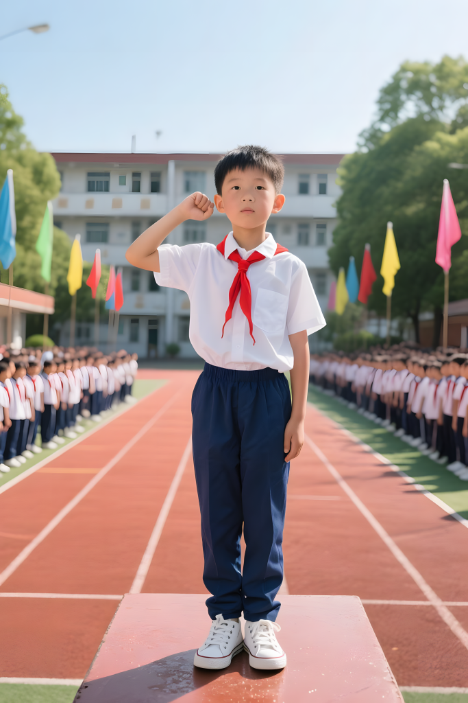 戴上红领巾的小学生