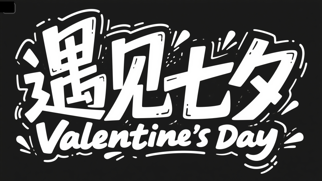 遇见七夕七夕情人节字体设计