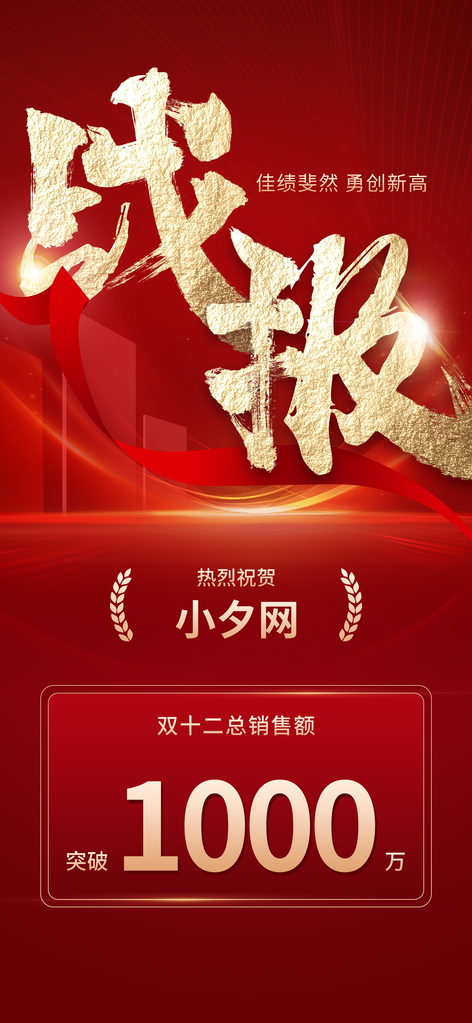 双12双十二销售战报捷报电商购物促销海报