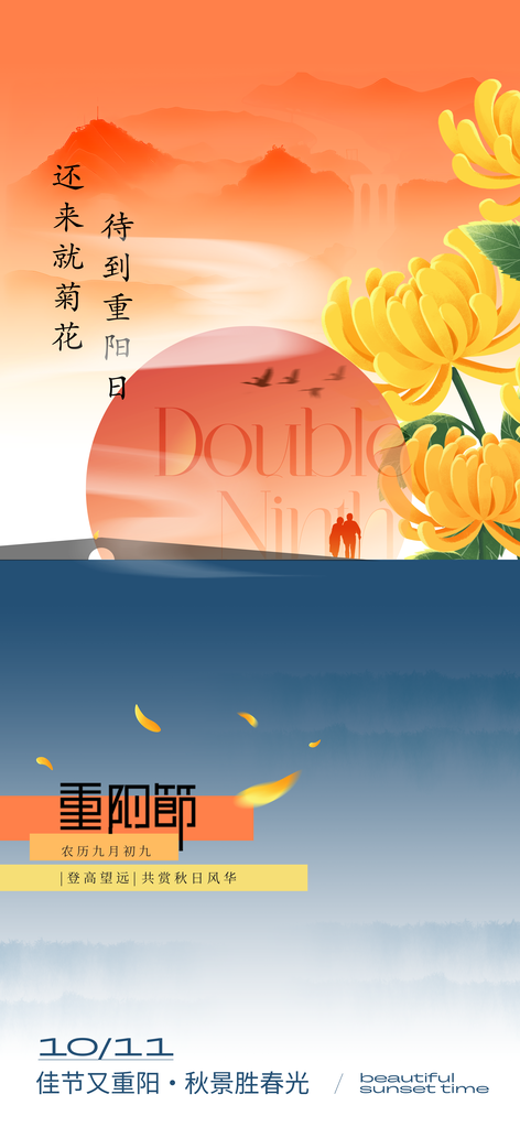 重阳节赏菊秋季菊花海报设计