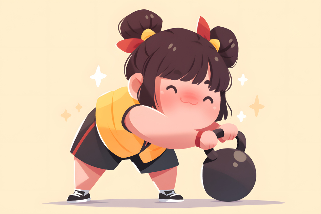 壶铃器械健身人物插画