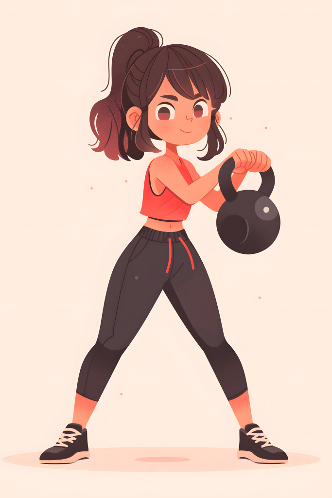 壶铃器械健身人物插画
