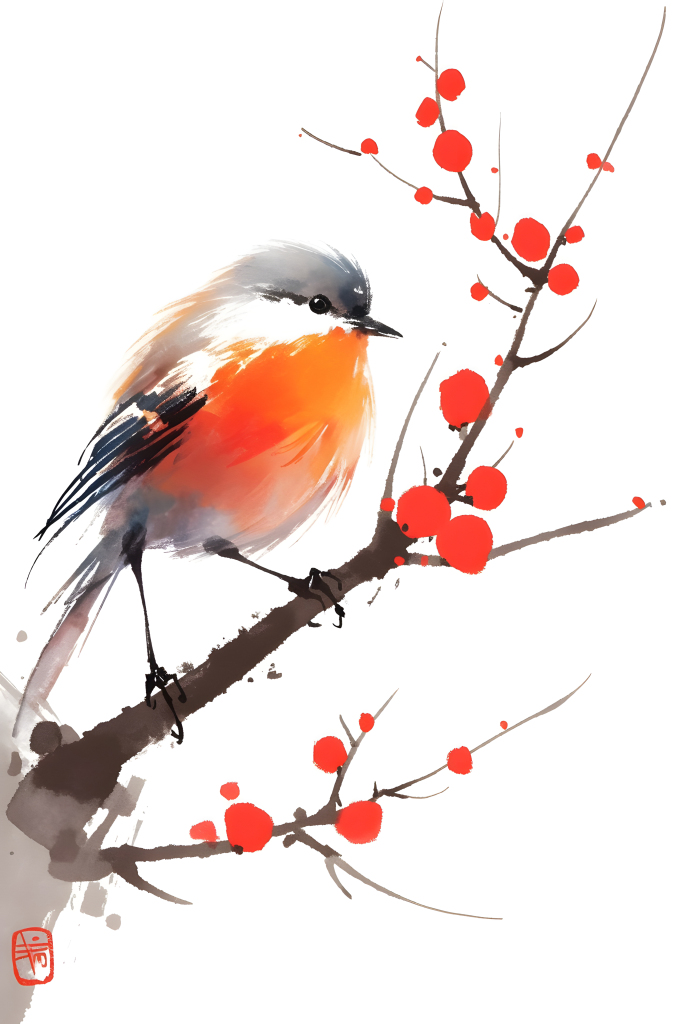 彩绘工笔花鸟画素材