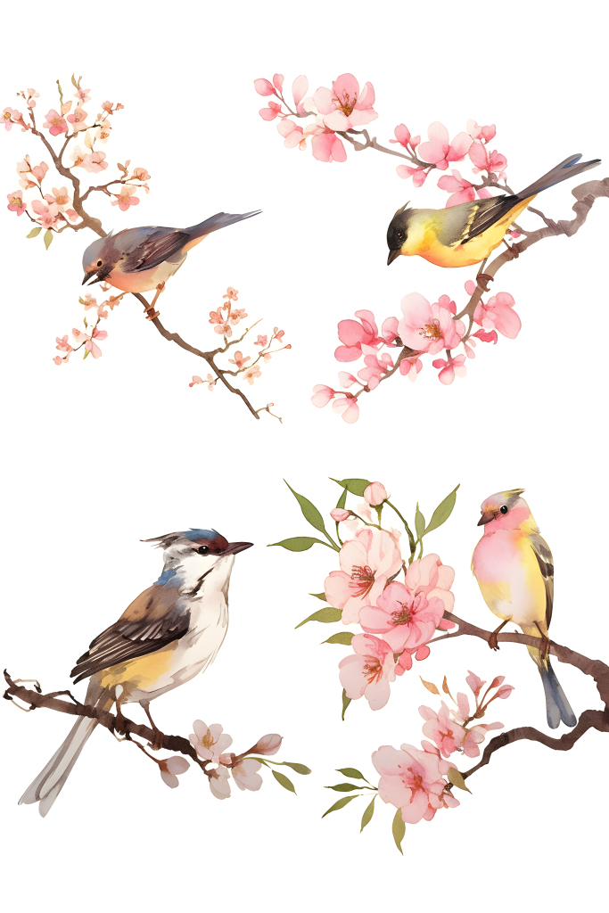 花鸟水墨画绘画素材