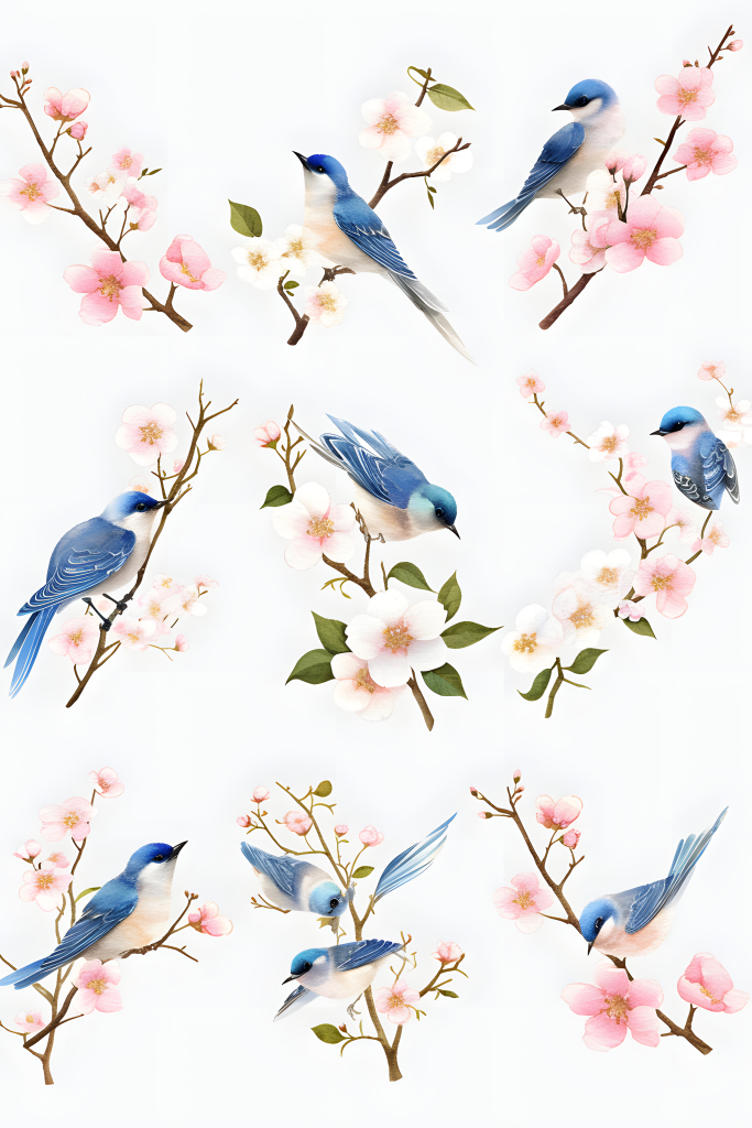 国风花鸟画绘画素材