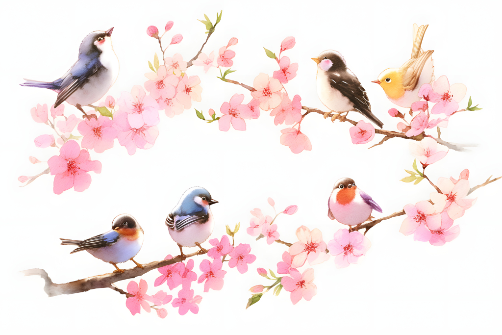 彩绘花鸟画绘画素材