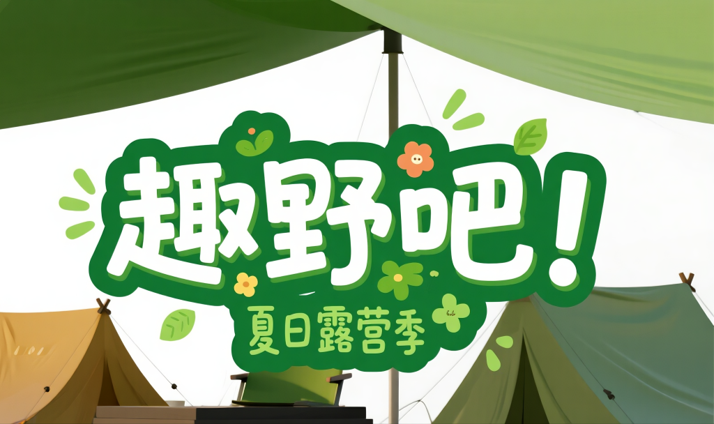 原创趣野吧夏日露营季艺术字字体设计