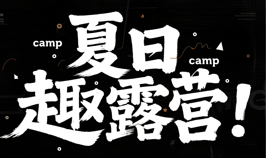 潮流夏日趣露营艺术字字体设计元素