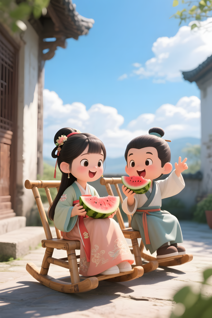 汉服恋人七夕情人节人物模型