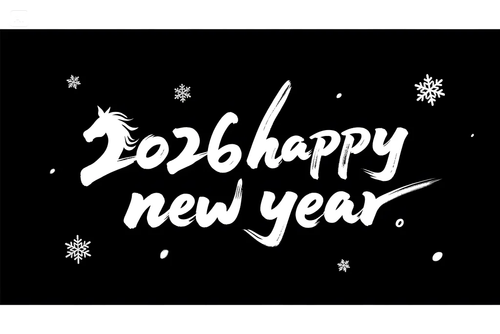 2026新年快乐英文手写艺术字