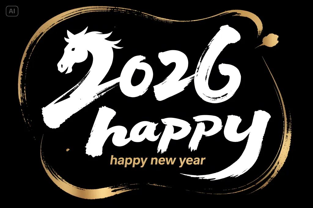 2026新年快乐英文艺术字元素