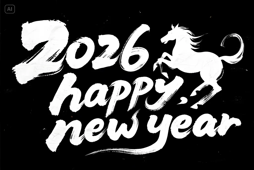 2026新年快乐英文艺术字元素