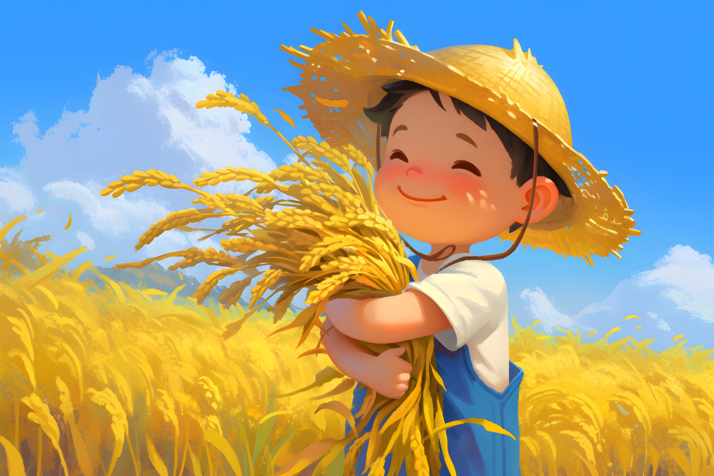 秋季麦田丰收插画元素