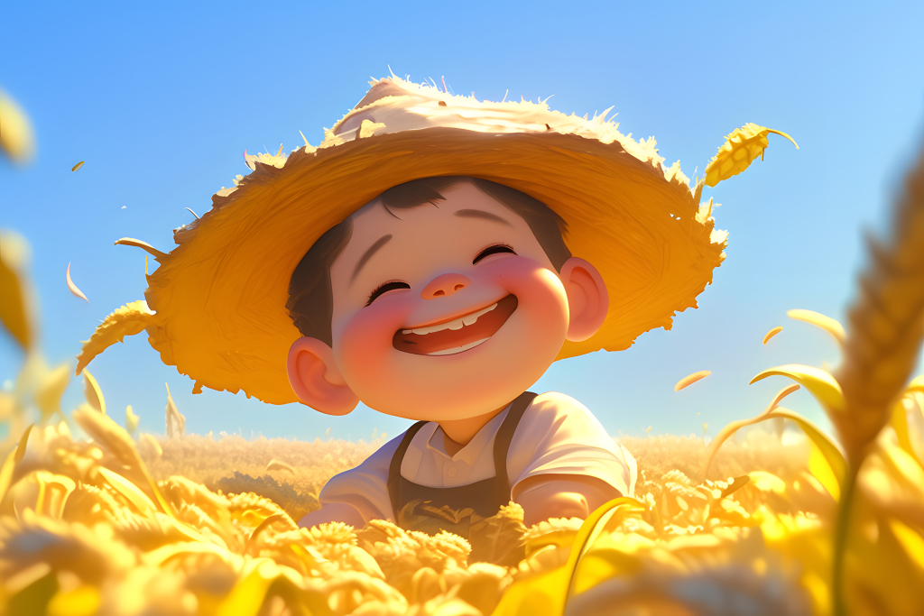 秋季麦田丰收插画元素