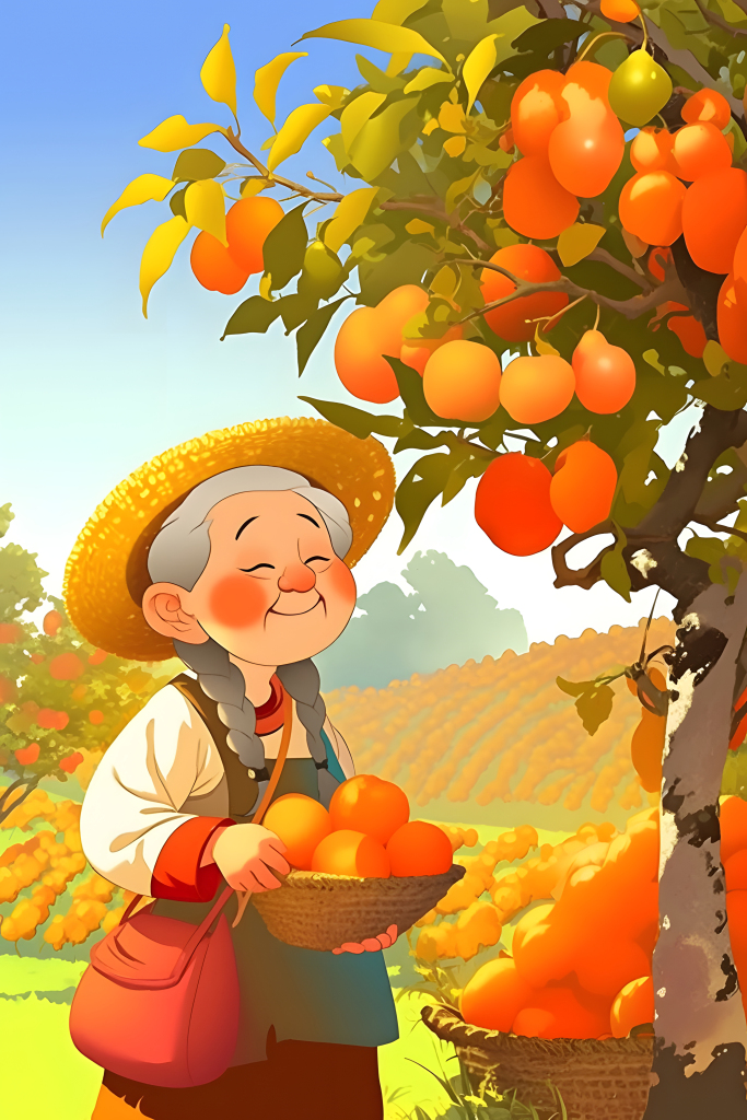 秋季水果丰收插画设计元素