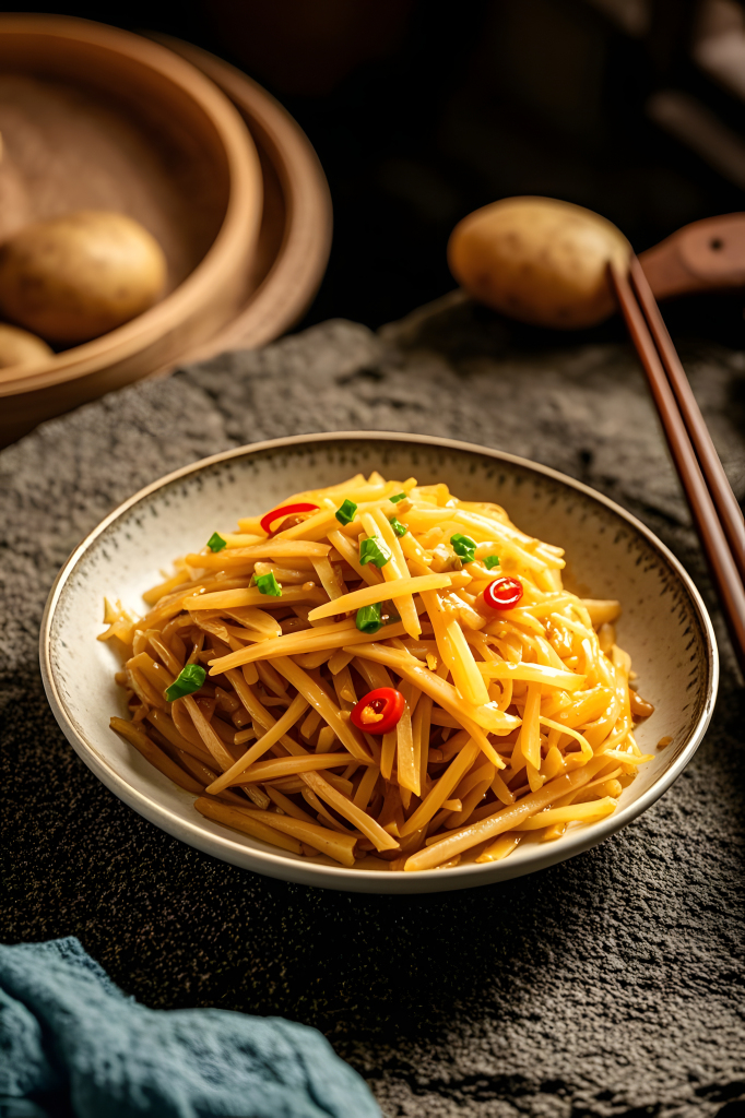 炝炒土豆丝餐饮美食