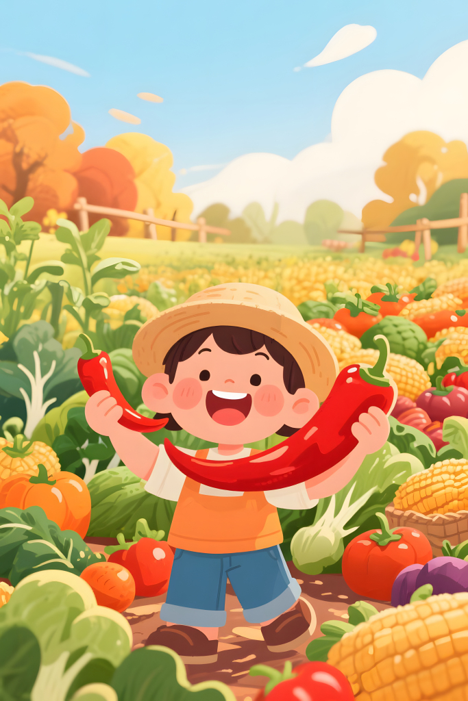 蔬菜采摘期插画设计元素