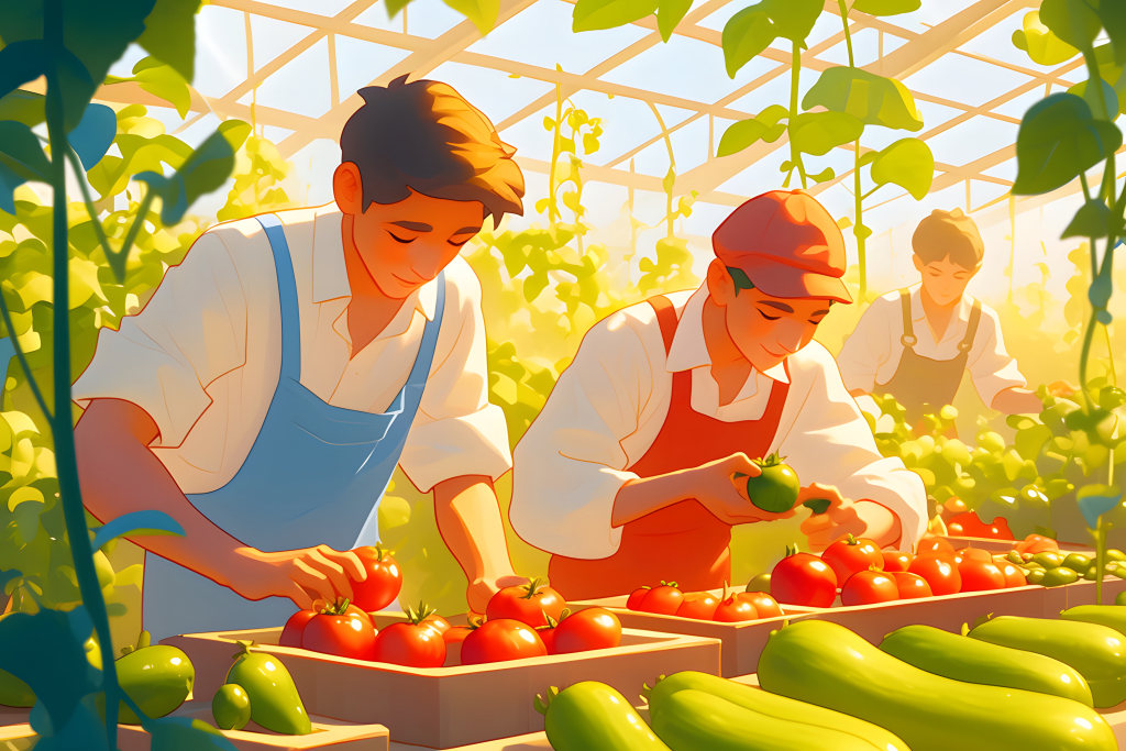 蔬菜采收插画图片