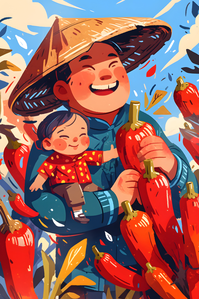 蔬菜丰收农民形象插画