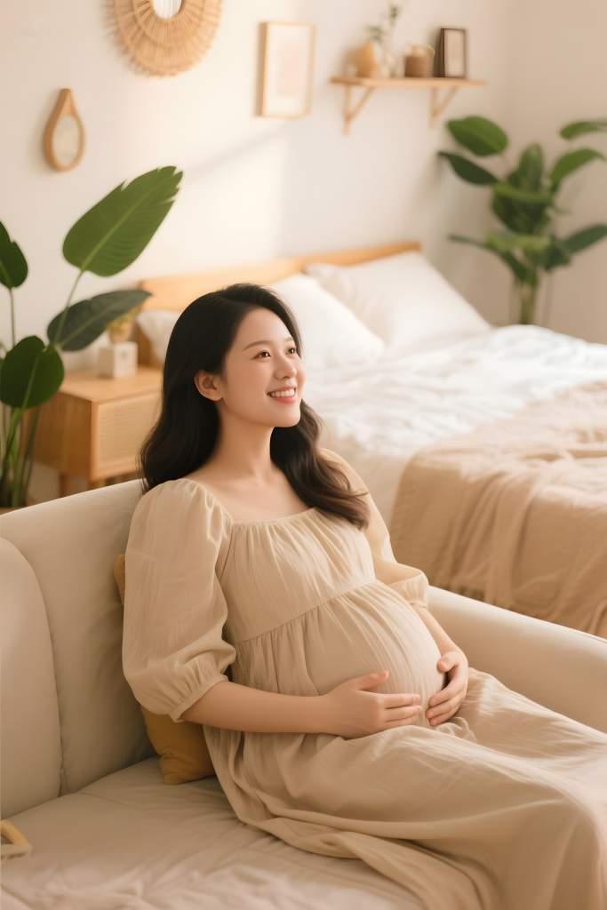 健康孕妈妈人像摄影图