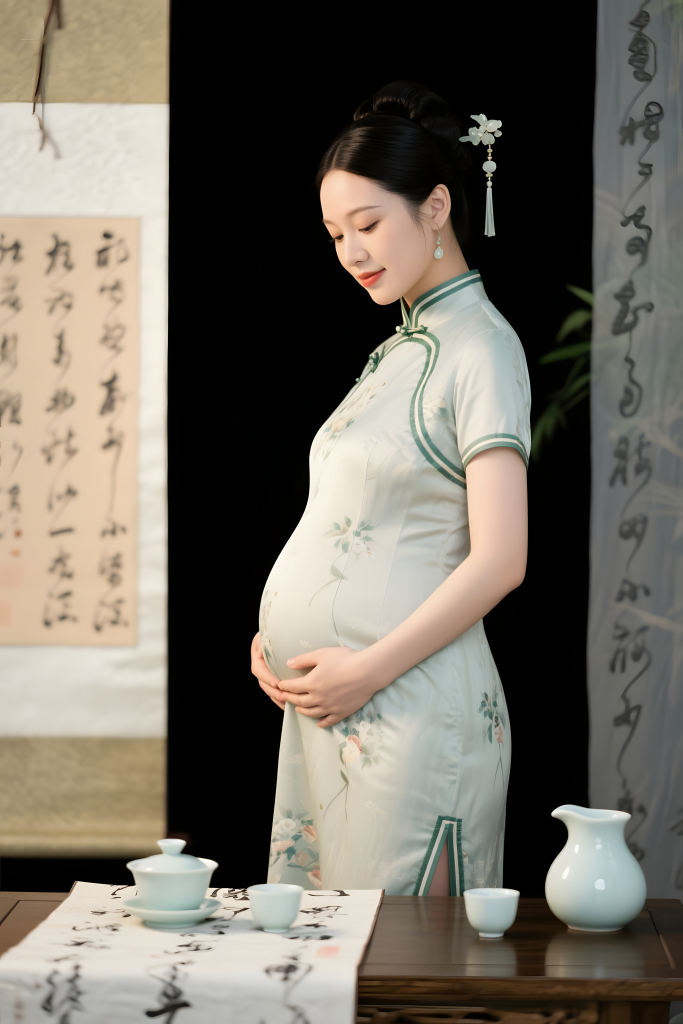 旗袍健康孕妇人像摄影