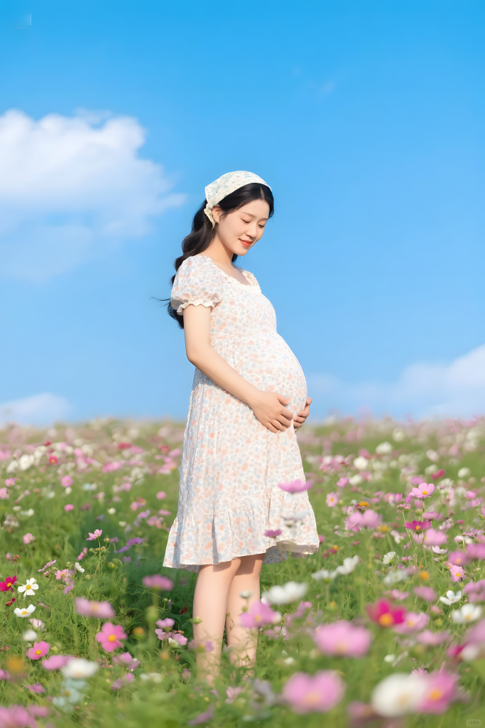 花海美丽孕妇人像摄影