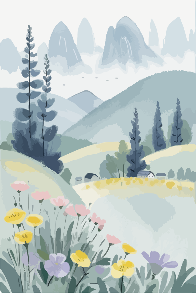清新自然风景插画