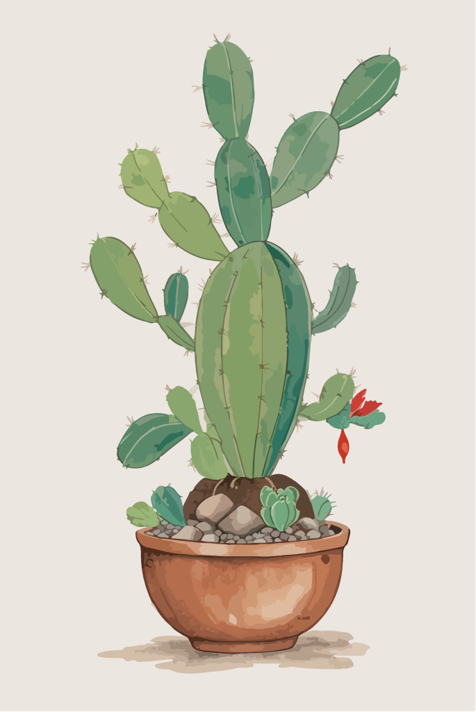 可爱仙人掌植物插画