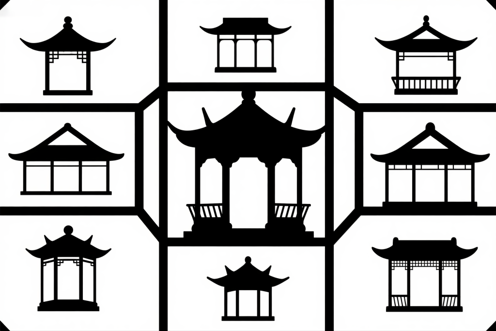 中国风凉亭模型插画