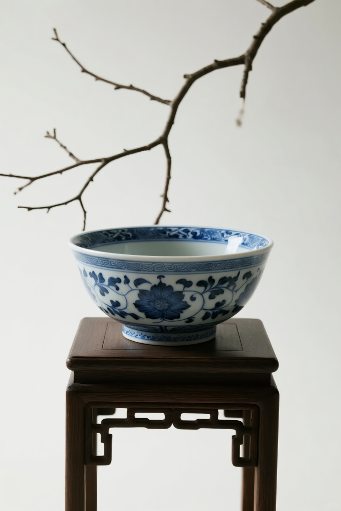 中式古典瓷器青花瓷陶瓷餐具碗瓷碗摄影图