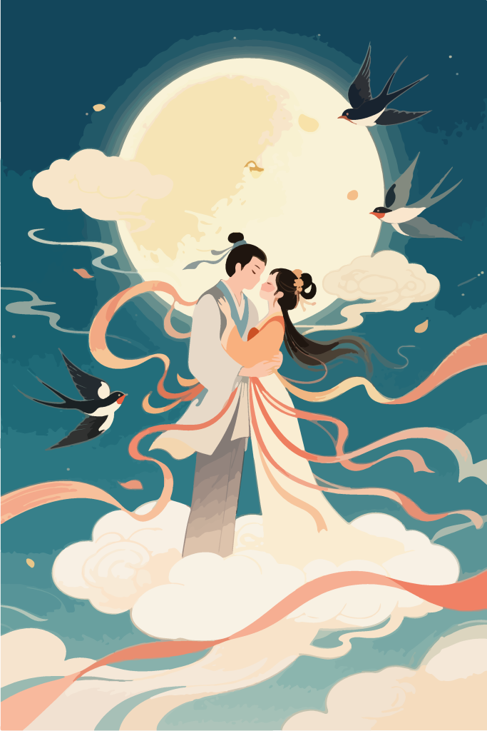 牛郎织女七夕插画