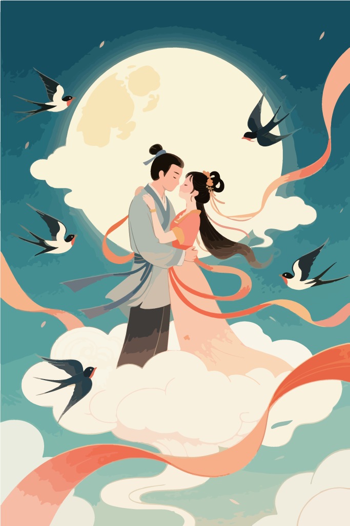 牛郎织女节日插画