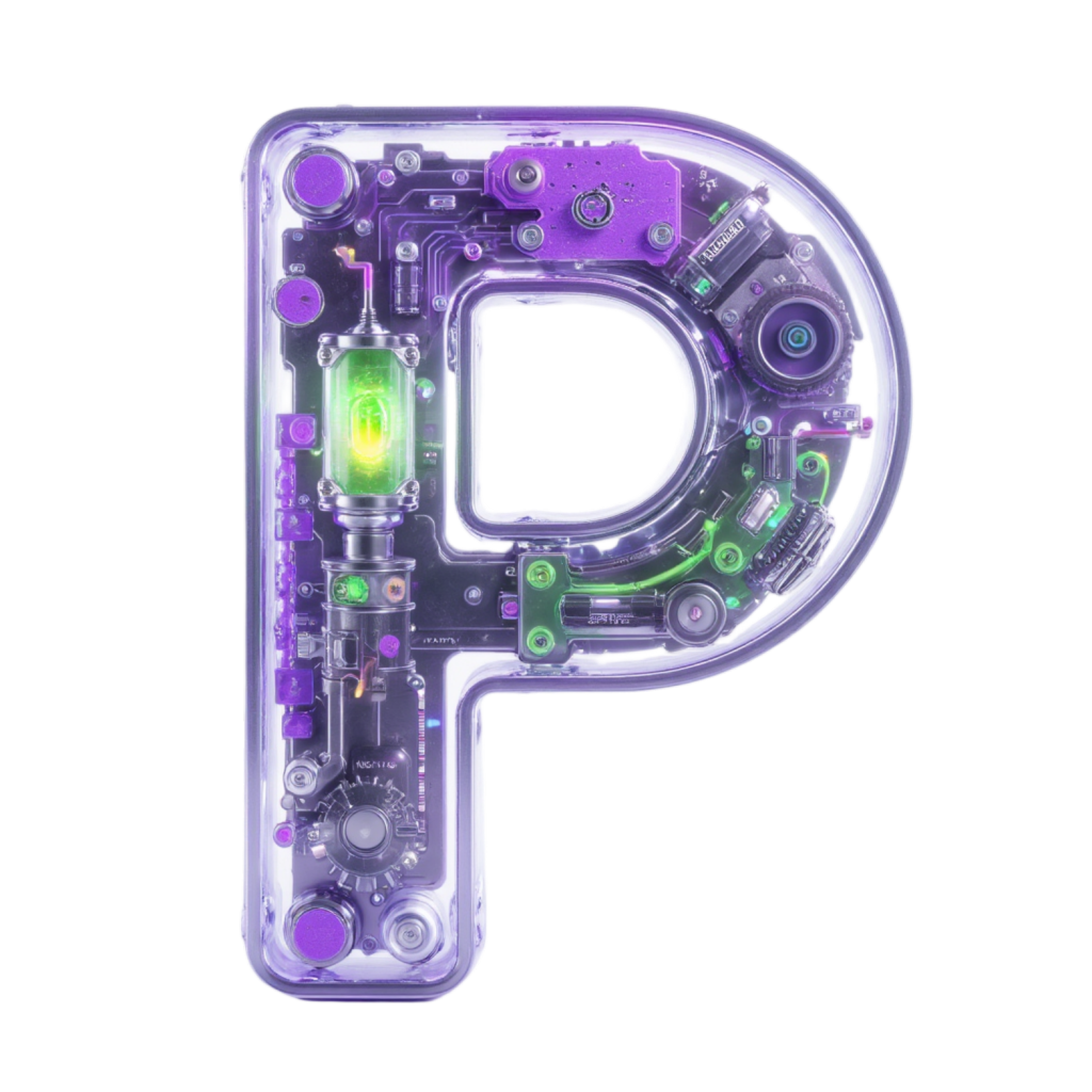 机械机甲创意英文字母字符P素材