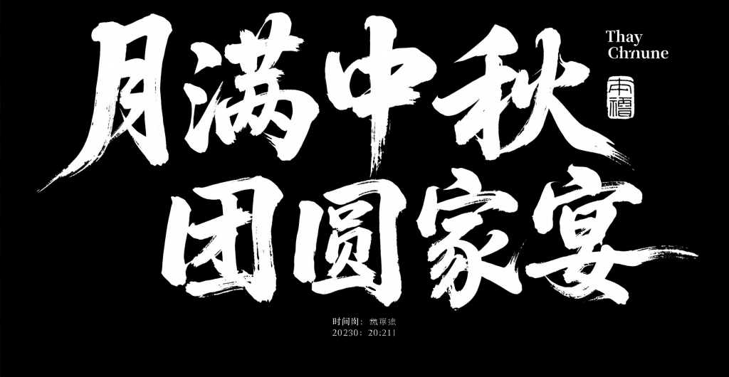 月满中秋团圆家宴中秋节字体设计元素