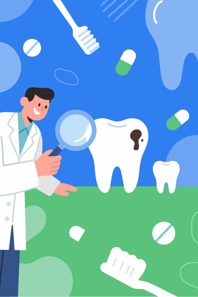 卡通牙齿医疗插画