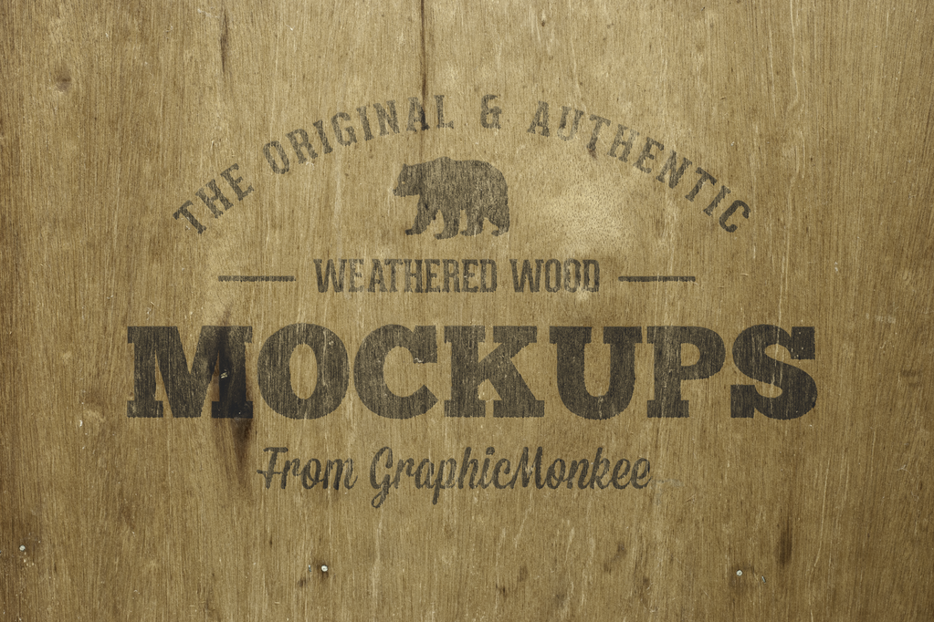 木板喷漆喷印logo样机图