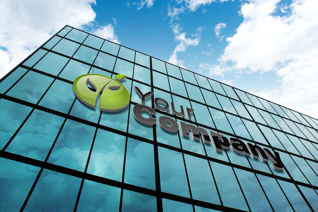 公司玻璃幕墙外墙logo样机展示图