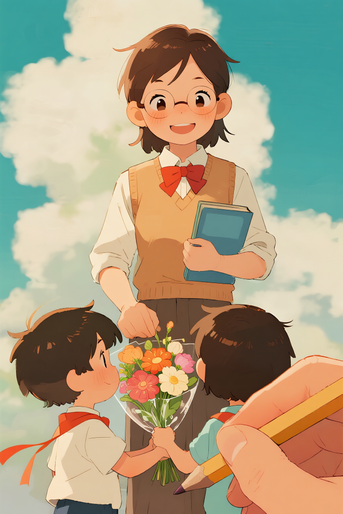 教师节老师教书插画