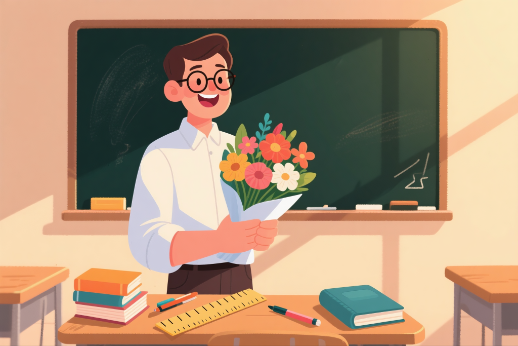 教师节老师教书插画