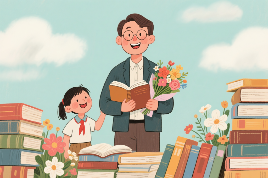 老师辛苦插画设计素材