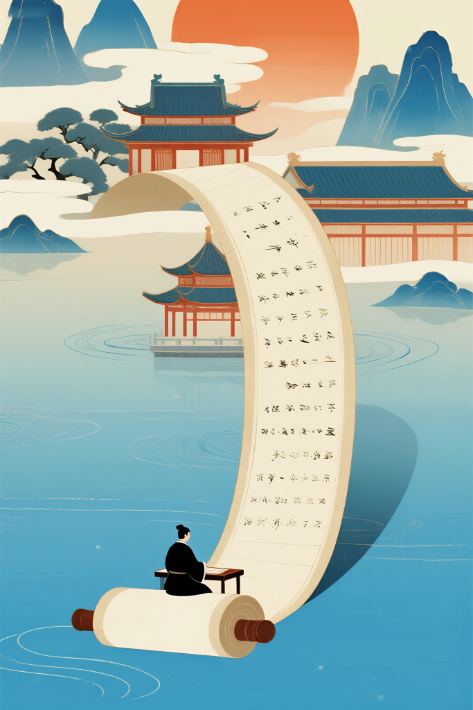 教师节古典书卷节日插画