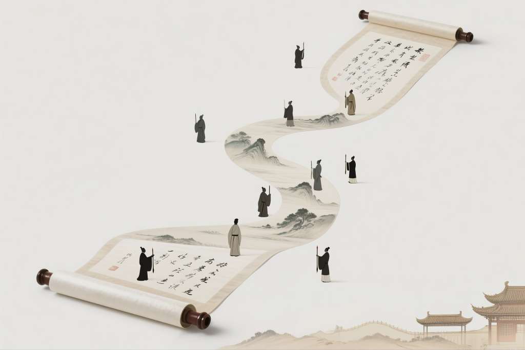 教师节古风书卷节日插画