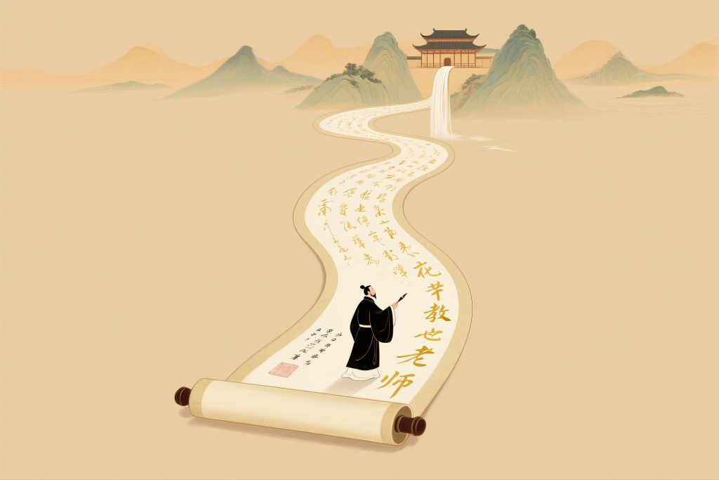 教师节复古书卷节日插画